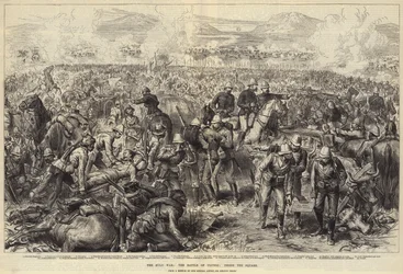 Der Zulukrieg, die Schlacht von Ulundi, innerhalb des Quadrats